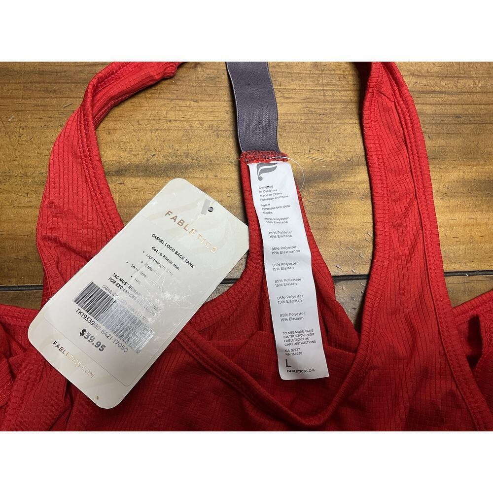 Fabletics Cashel Tank Top Mesh Logo Racerback Red Size Large NWT - Picture 7 of 10